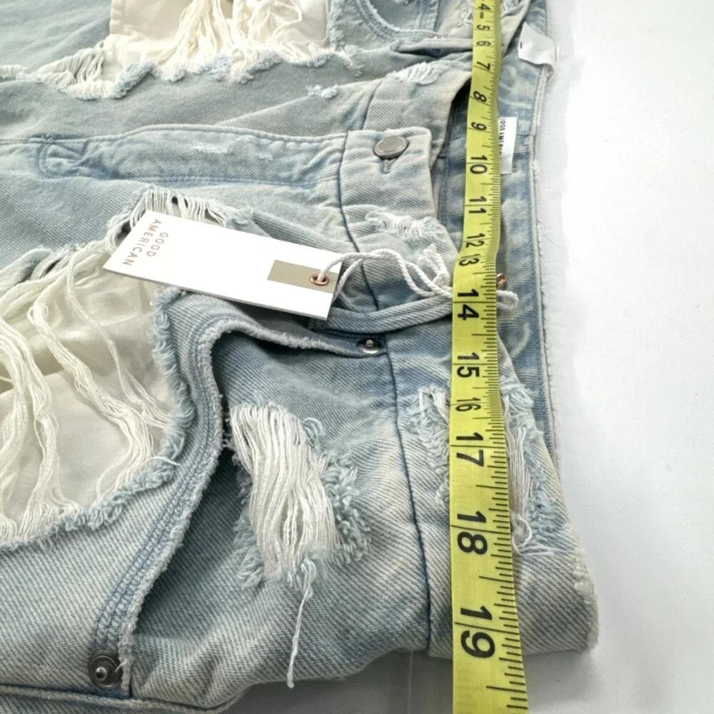 Good American Womens Acid Washed Jeans Size 15 Distressed Relaxed Soft 38x33 NEW - Picture 9 of 13
